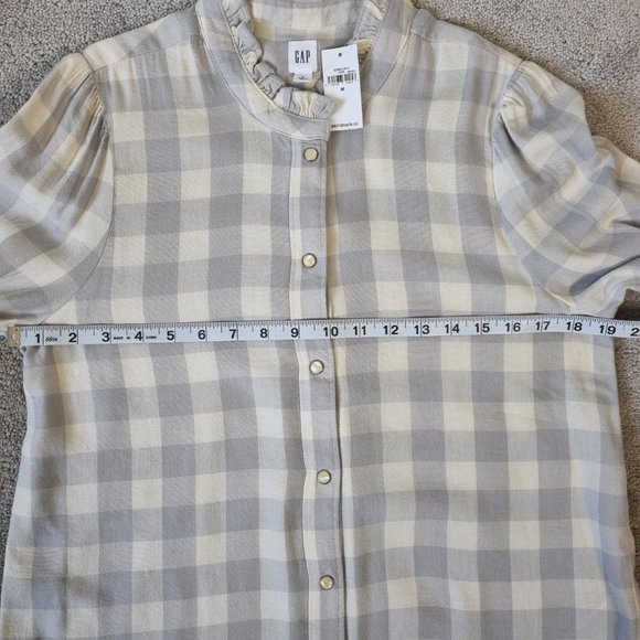 NWT - Gap Square Plaid Ruffle Collar/Cuff Shirt Size M - Picture 8 of 12